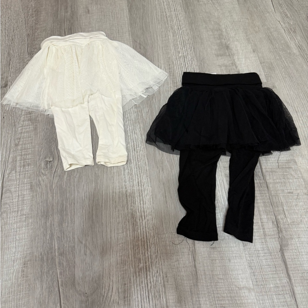 Old Navy Kids Leggings with Tulle Skirts - Cream and Black